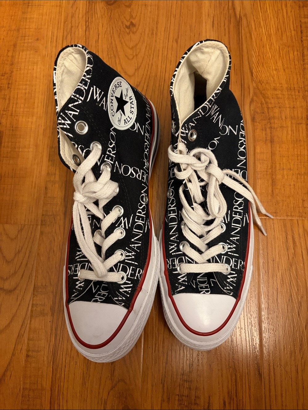 Converse Black & White JW Anderson Logo High-Top Sneakers, 7.5 mens /9.5 women’s